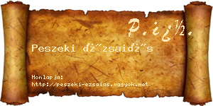 Peszeki Ézsaiás névjegykártya